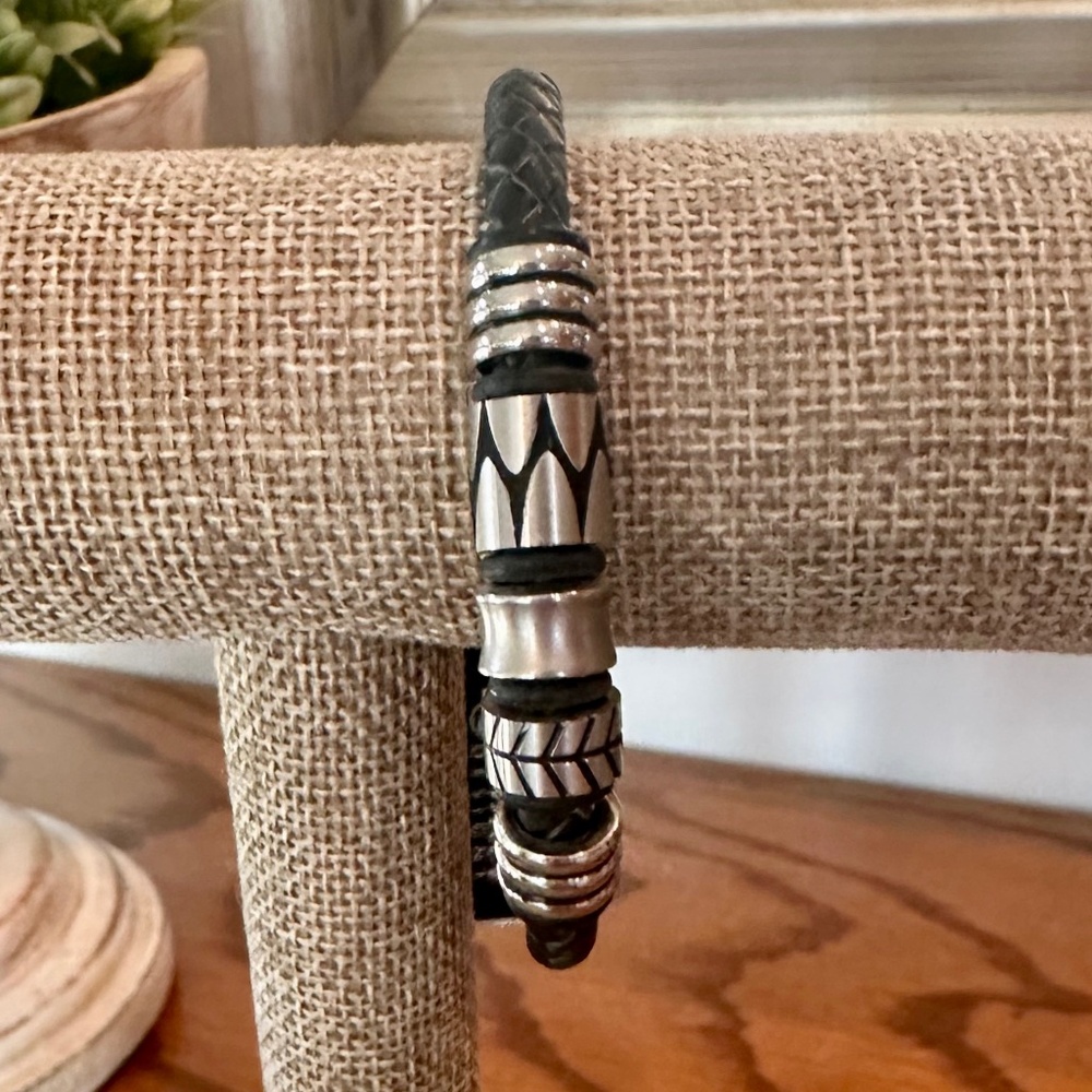 Premier Designs Men's Stainless Steel Leather Bracelet
